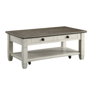 Harold Coffee Table - Antique White and Brown