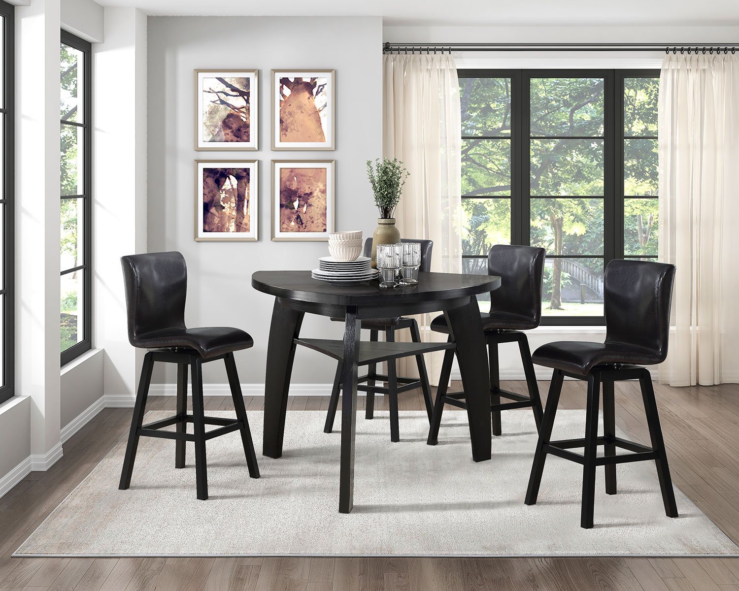 Hillshaw 5-Piece Bar Height Dining Set - Dark Brown