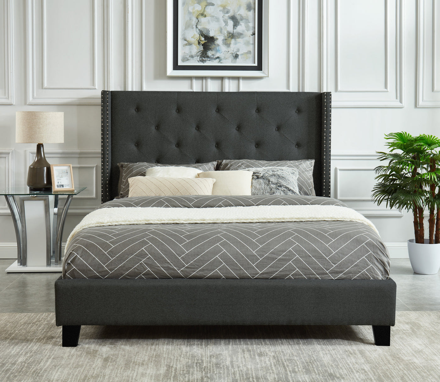 Audrey 3-Piece Queen Bed - Dark Grey