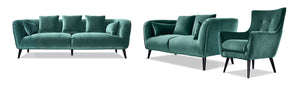 Maja Sofa, Loveseat and Accent Chair Set - Teal