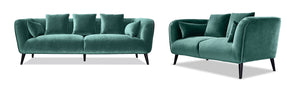 Maja Sofa and Loveseat Set - Teal
