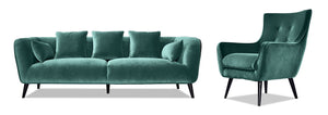 Maja Sofa and Accent Chair Set - Teal