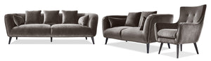 Maja Sofa, Loveseat and Accent Chair Set - Dark Taupe
