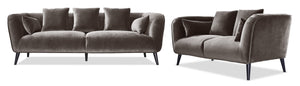 Maja Sofa and Loveseat Set - Dark Taupe
