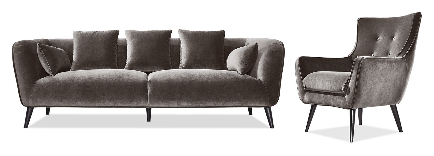 Maja Sofa and Accent Chair Set - Dark Taupe