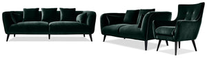 Maja Sofa, Loveseat and Accent Chair Set - Green