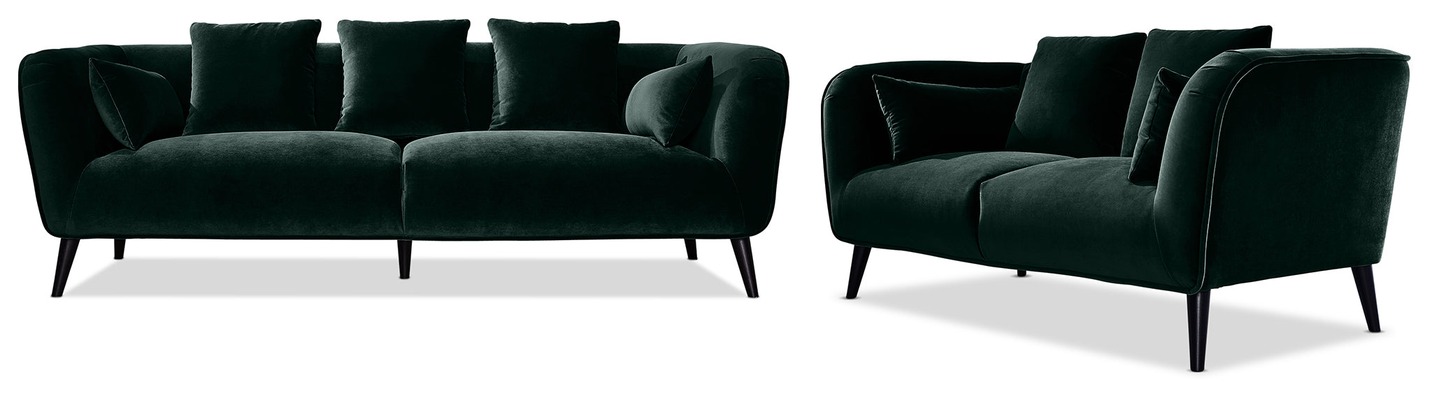 Maja Sofa and Loveseat Set - Green