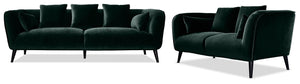 Maja Sofa and Loveseat Set - Green