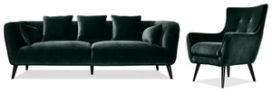 Maja Sofa and Accent Chair Set - Green