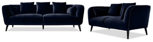 Maja Sofa and Loveseat Set - Dark Blue