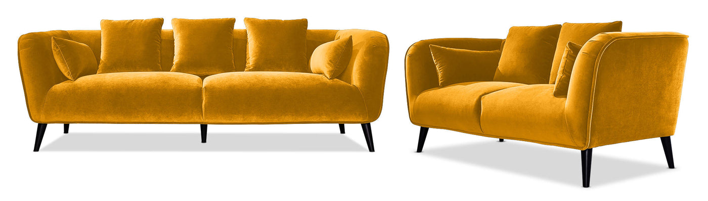Maja Sofa and Loveseat Set - Yellow
