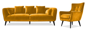 Maja Sofa and Accent Chair Set - Yellow