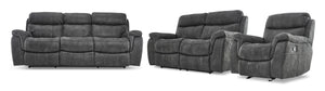 Morrow II Reclining Sofa, Loveseat and Glider Recliner Set - Grey