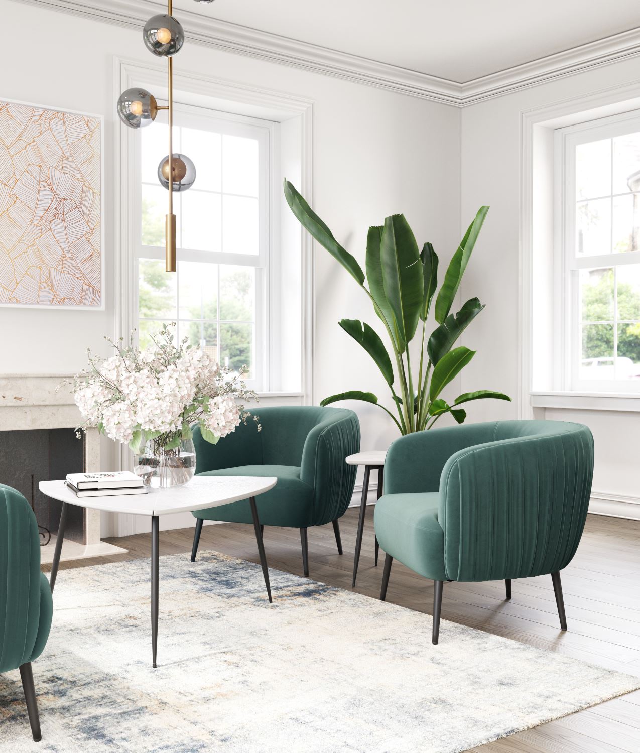 Zurri Modern Pleated Accent Chair - Bottle Green