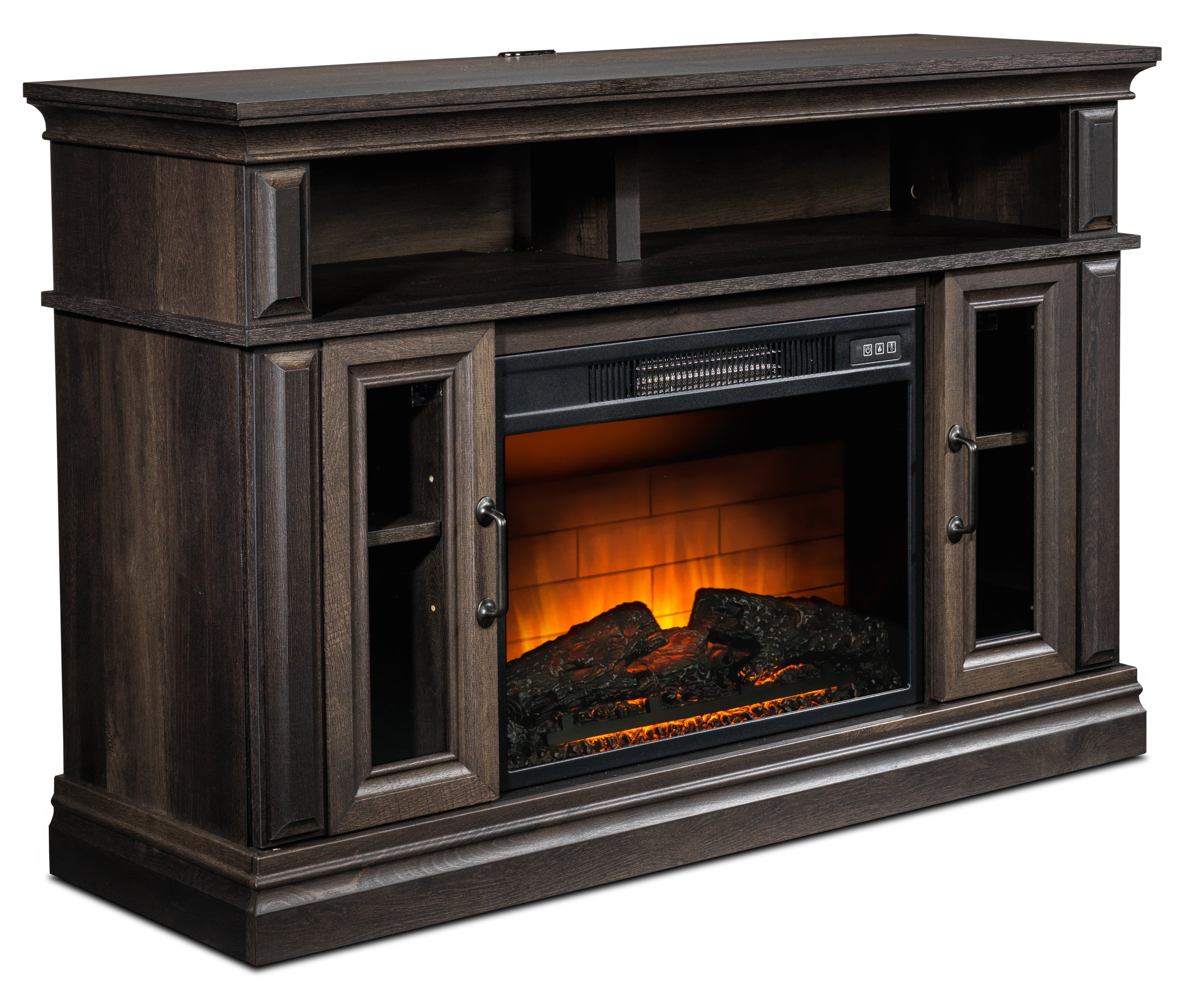Samuel Fireplace TV Stand - Beige Brown Oak