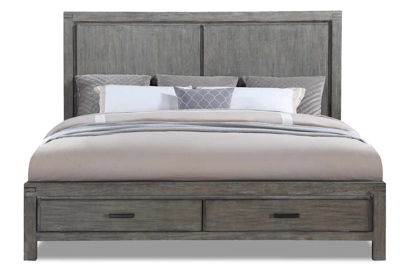 Copeland 6-Piece King Storage Bedroom Set- Wire-Brushed Grey