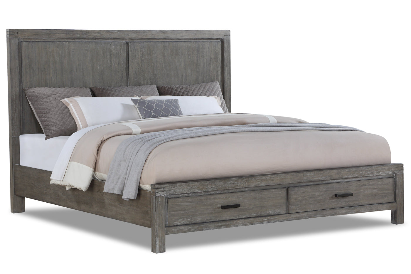 Copeland 6-Piece King Storage Bedroom Set- Wire-Brushed Grey