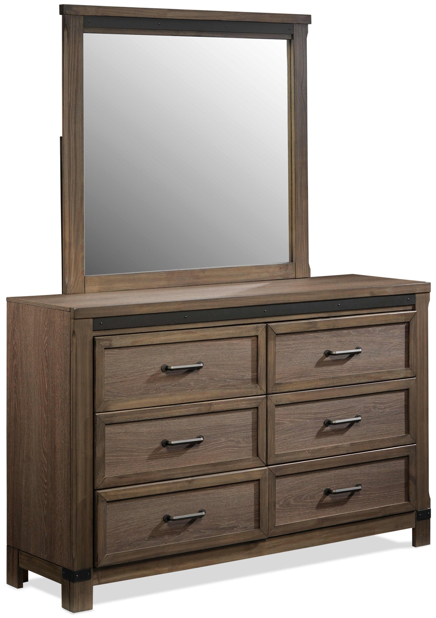 Rossco 6 Drawer Dresser - Rustic Oak