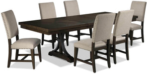 Flanigan 7-Piece Dining Set - Distressed Espresso