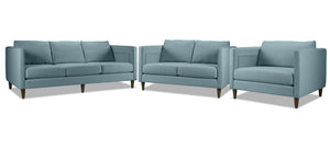 Amelia Sofa, Loveseat and Chair Set - Turquoise