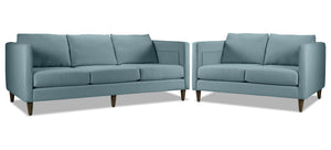 Amelia Sofa and Loveseat Set - Turquoise