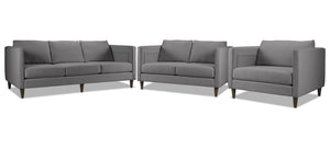 Amelia Sofa, Loveseat and Chair Set - Charcoal