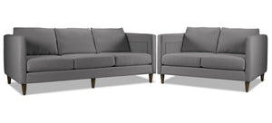 Amelia Sofa and Loveseat Set - Charcoal