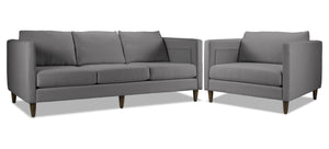 Amelia Sofa and Chair Set - Charcoal