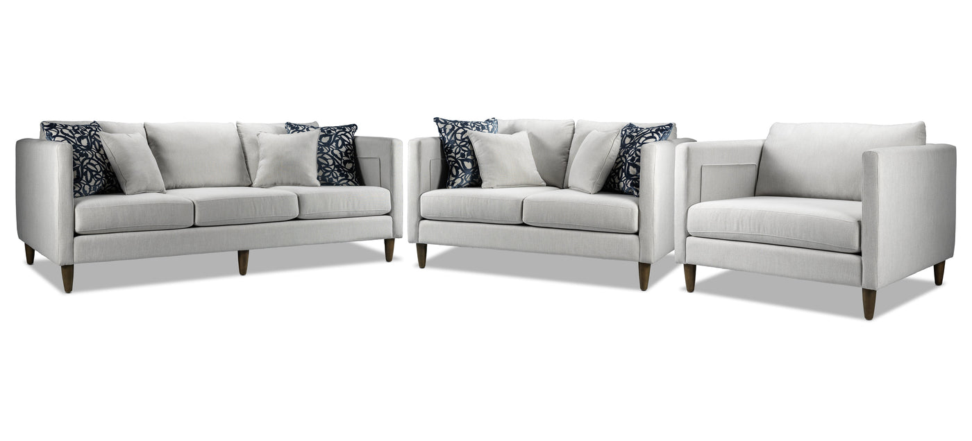 Amelia 3 Pc. Living Room Package - Light Grey