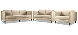 Amelia Sofa, Loveseat and Chair Set - Beige