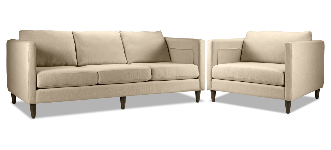 Amelia Sofa and Chair Set - Beige