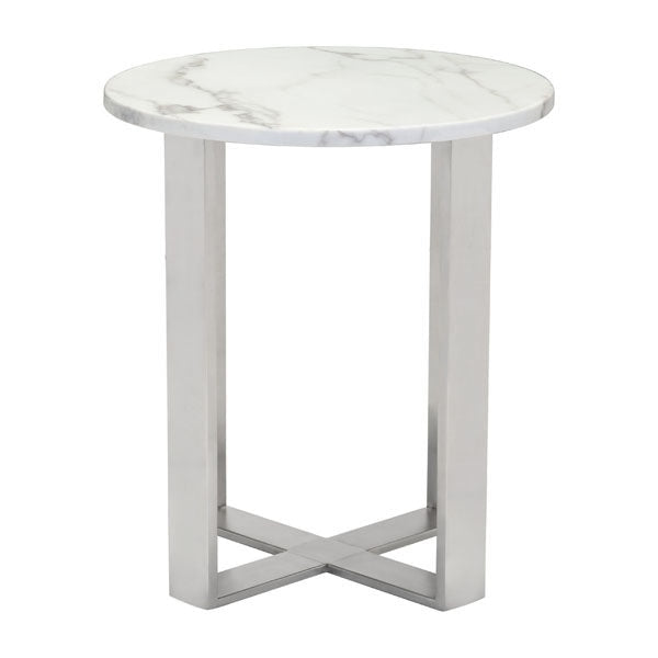 Nezahual End Table - Stone/Stainless Steel