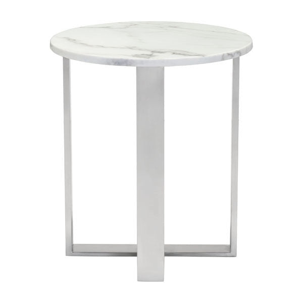 Nezahual End Table - Stone/Stainless Steel