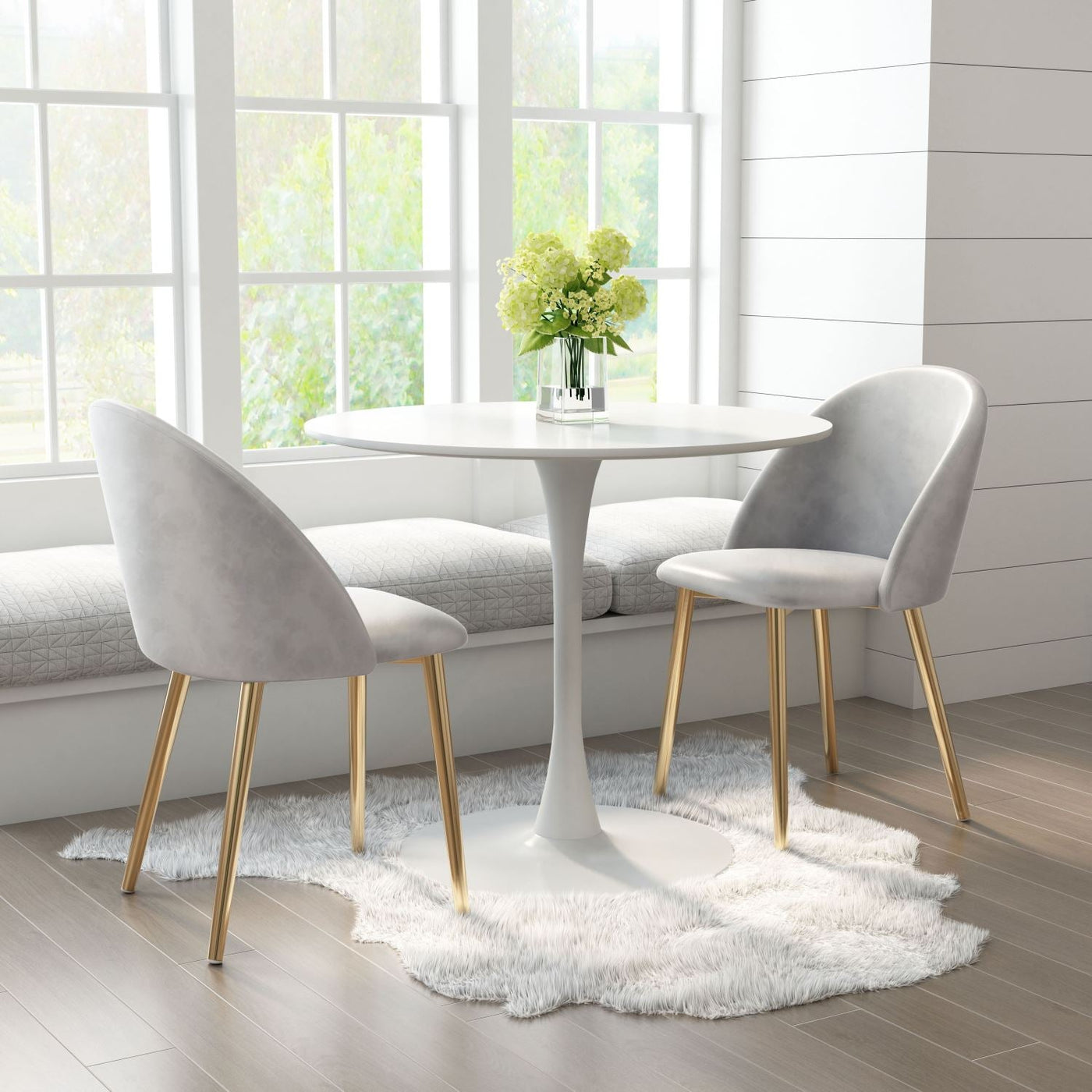 Nezh Elegant Dining Chair - Grey/Gold - Set of 2