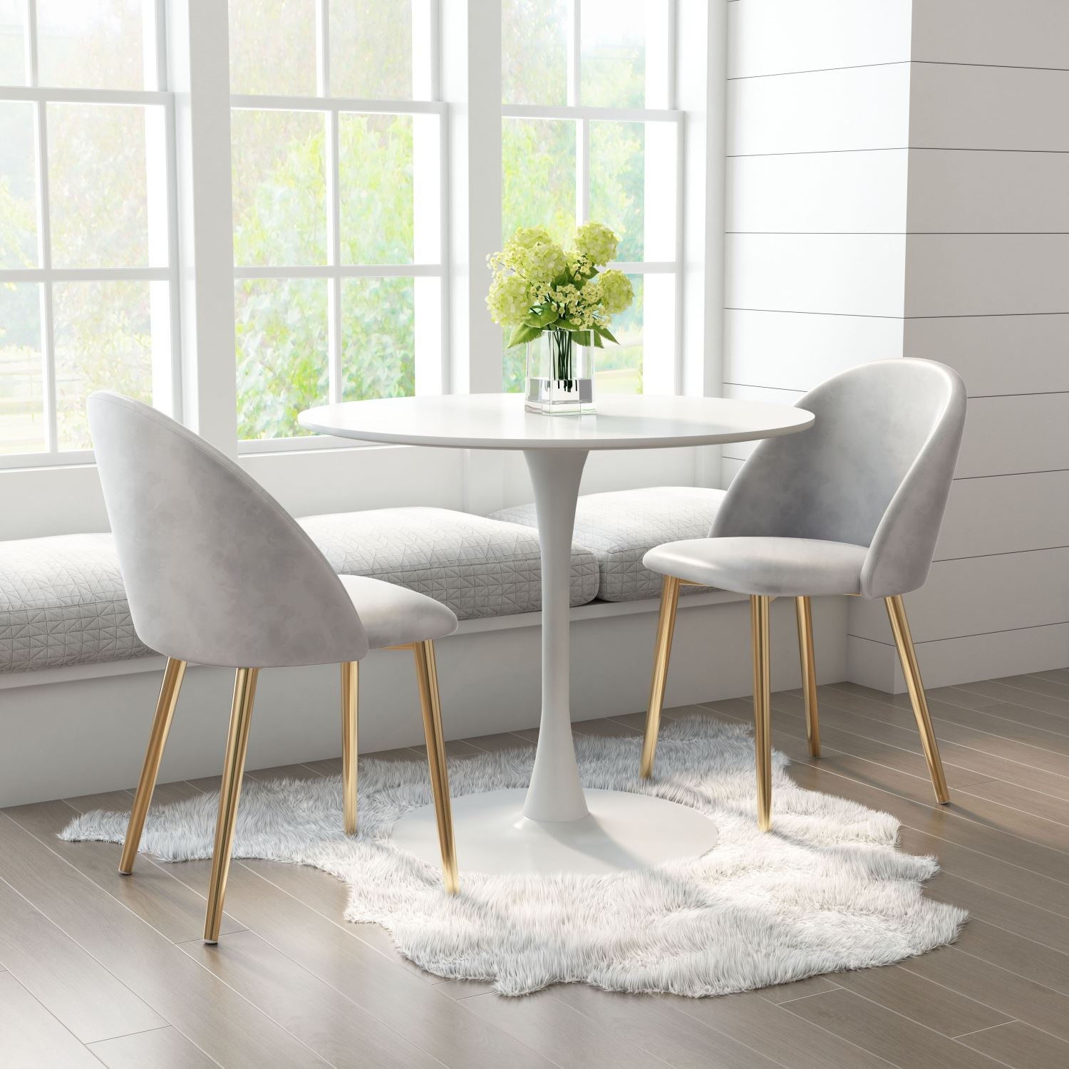 Nezh Elegant Dining Chair - Grey/Gold - Set of 2