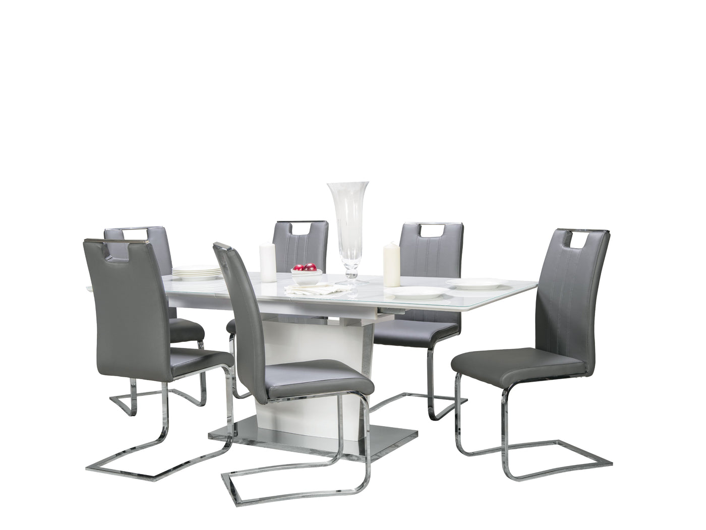 Rory 7-Piece Dining Set - White, Grey