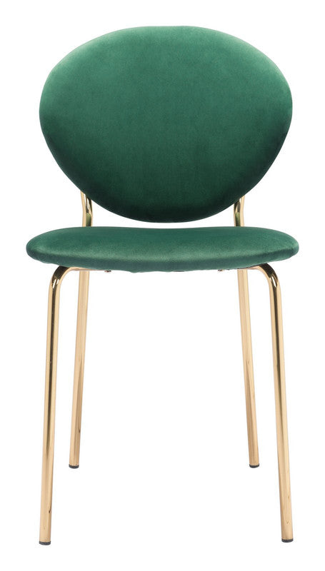 Butik Velvet Dining Chair - Green/Gold - Set of 2