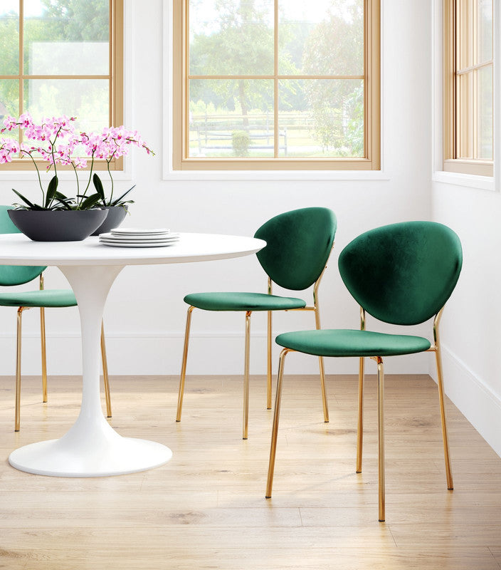 Butik Velvet Dining Chair - Green/Gold - Set of 2