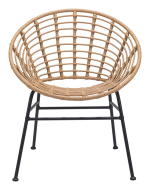 Kalyna Outdoor Papasan Dining Chair - Natural/Black - Set of 2