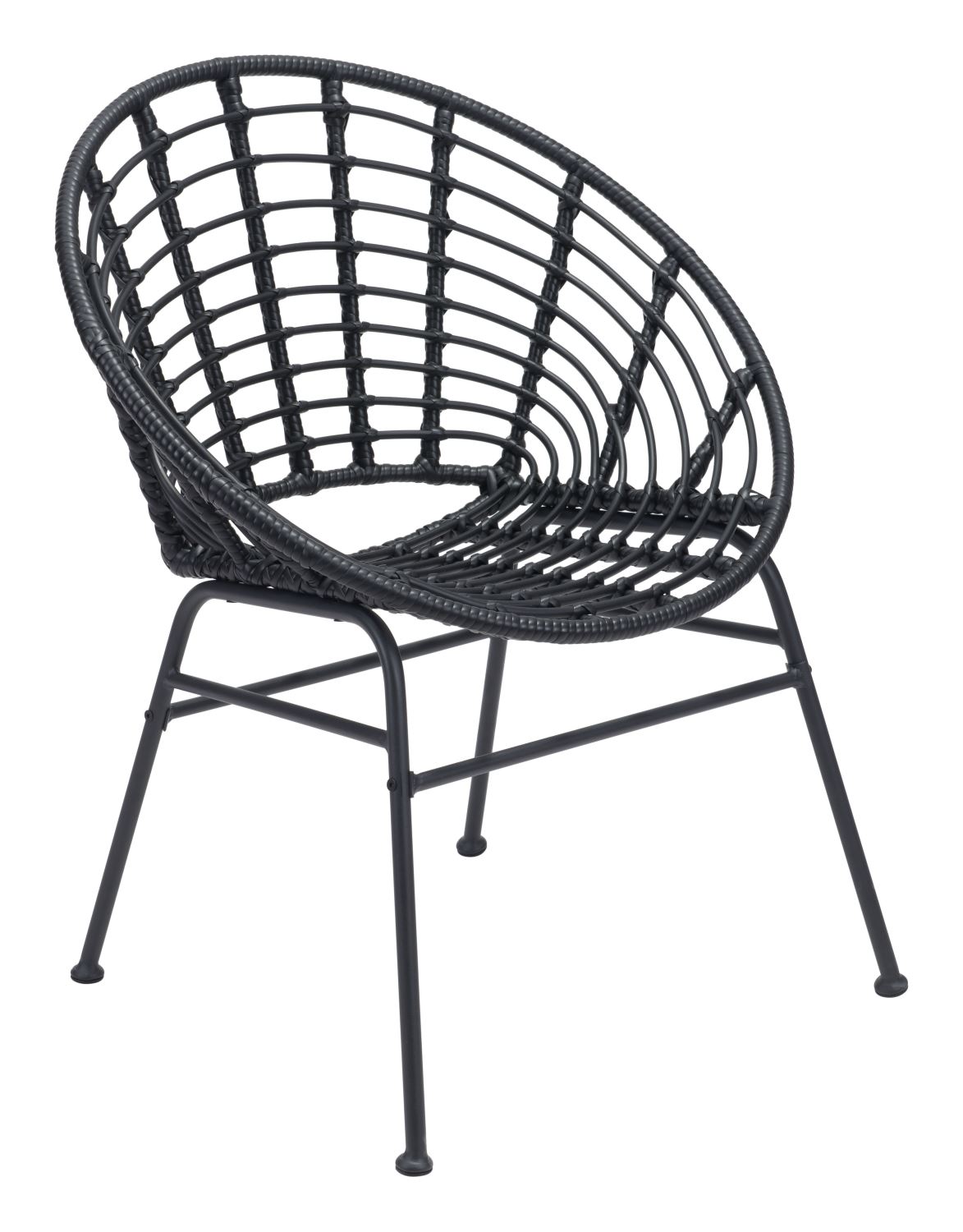 Kalyna Outdoor Papasan Dining Chair - Black - Set of 2