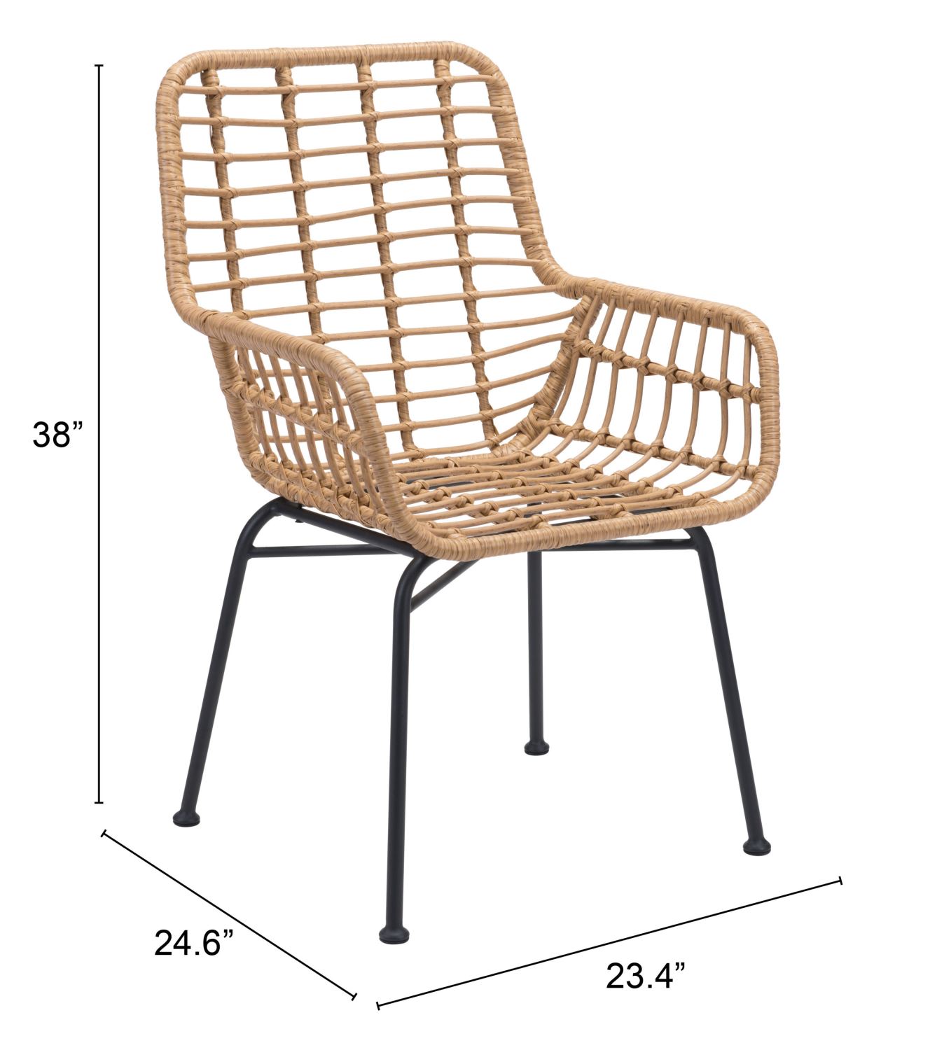 Erwood Outdoor Dining Arm Chair - Natural/Black - Set of 2