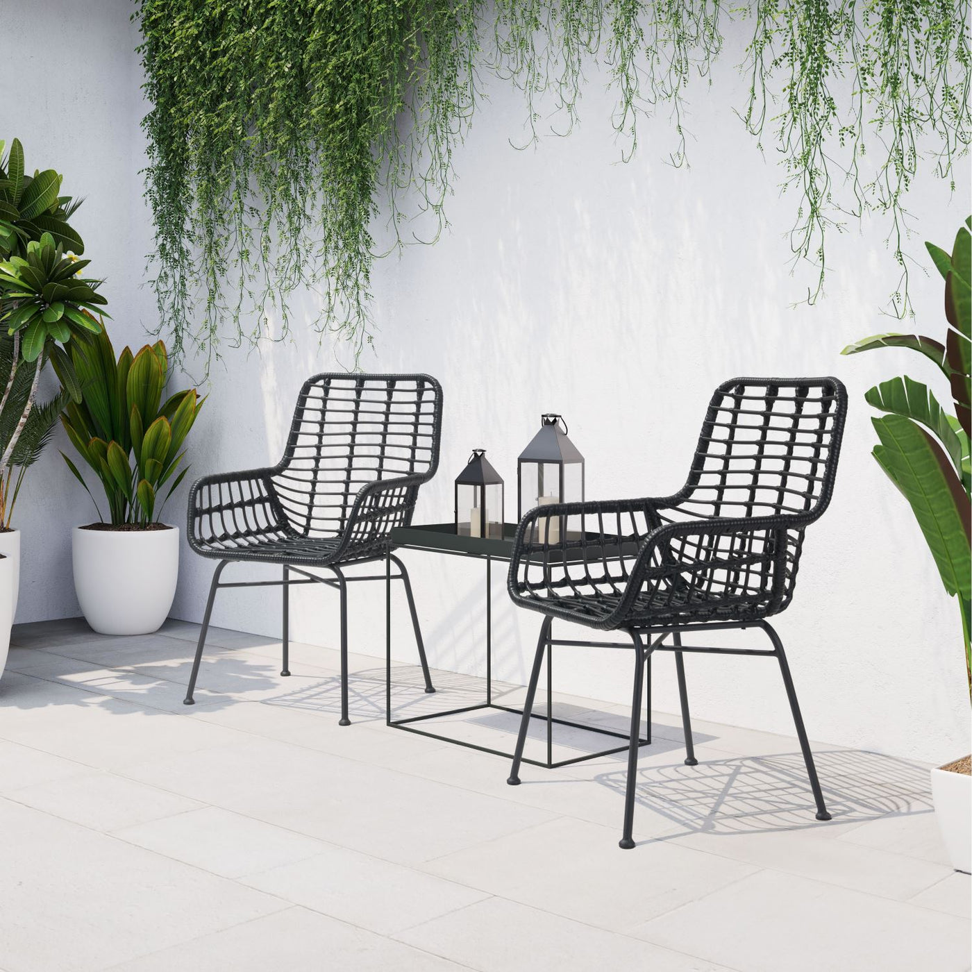 Erwood Outdoor Dining Arm Chair - Black - Set of 2