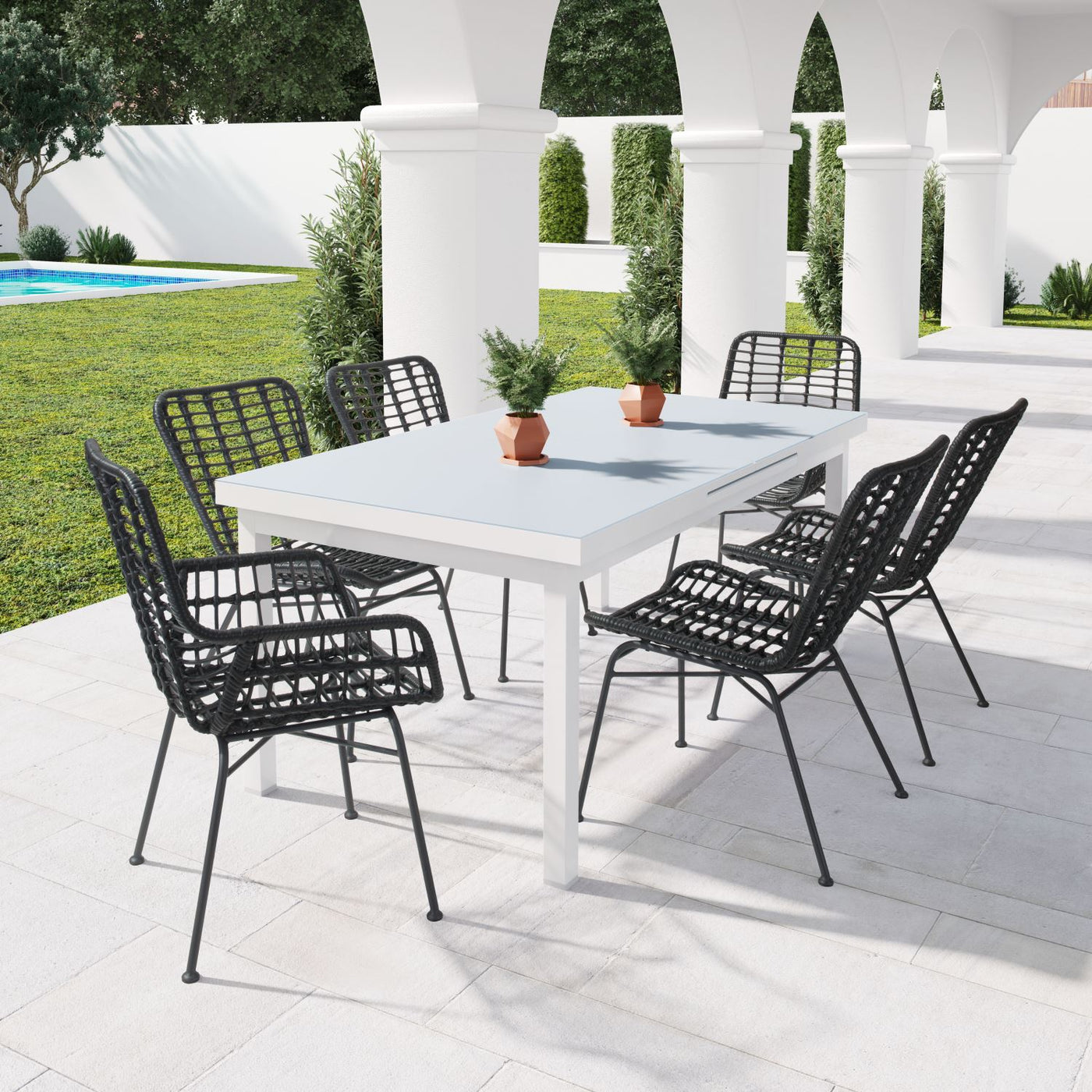 Erwood Outdoor Dining Arm Chair - Black - Set of 2