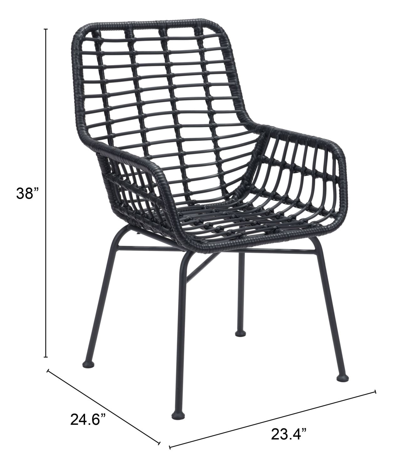 Erwood Outdoor Dining Arm Chair - Black - Set of 2