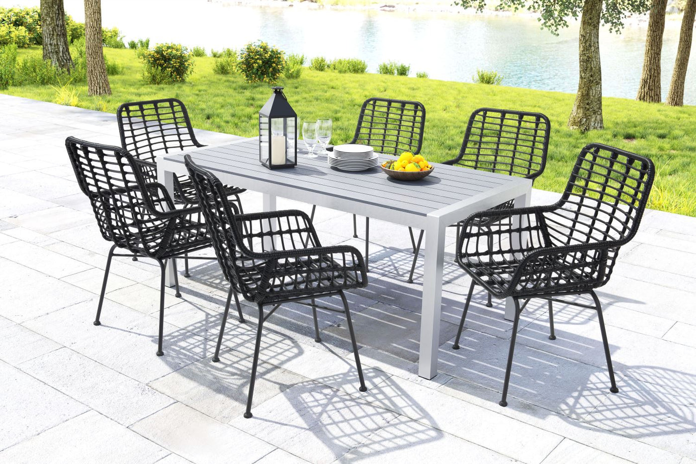 Erwood Outdoor Dining Arm Chair - Black - Set of 2