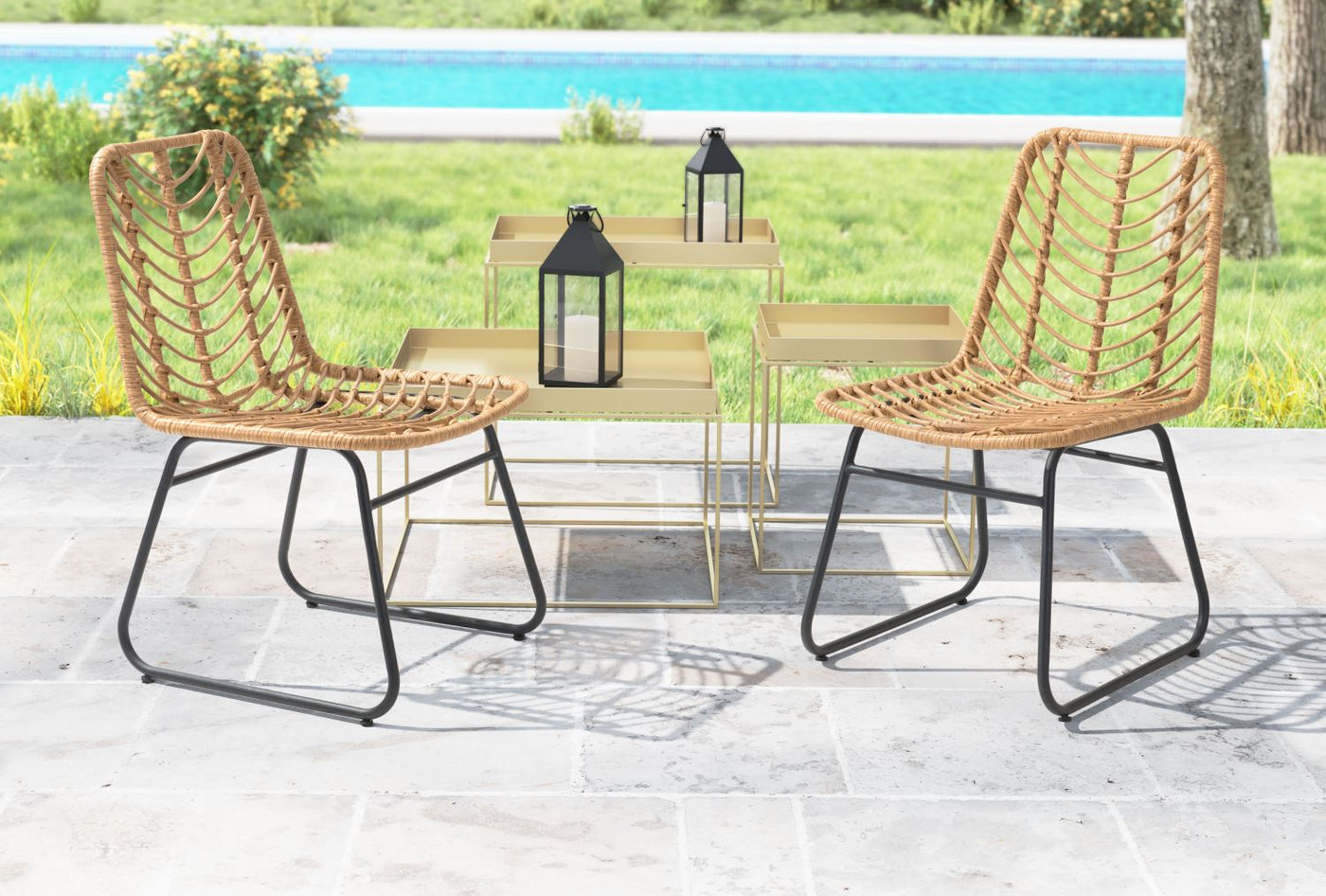 Joussard Outdoor Dining Chair - Set of 2 - Natural/Black