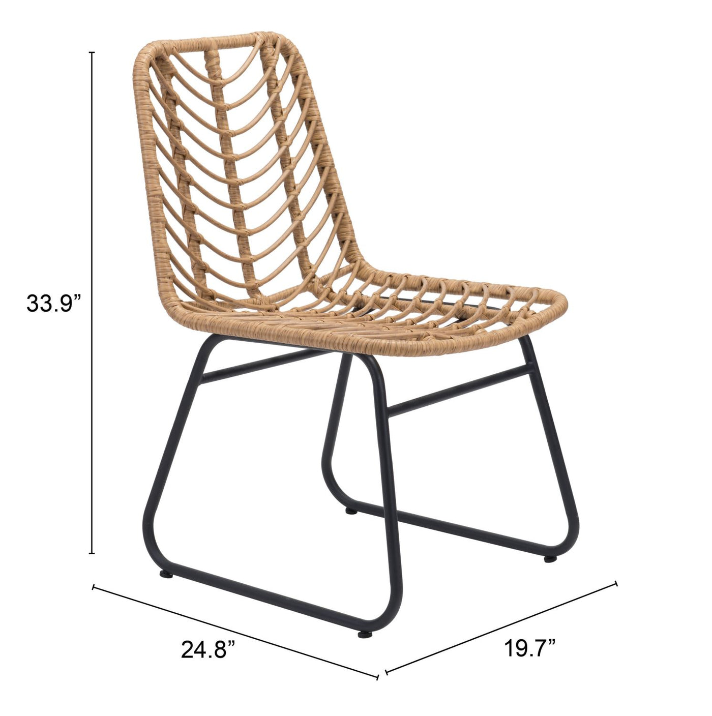 Joussard Outdoor Dining Chair - Set of 2 - Natural/Black