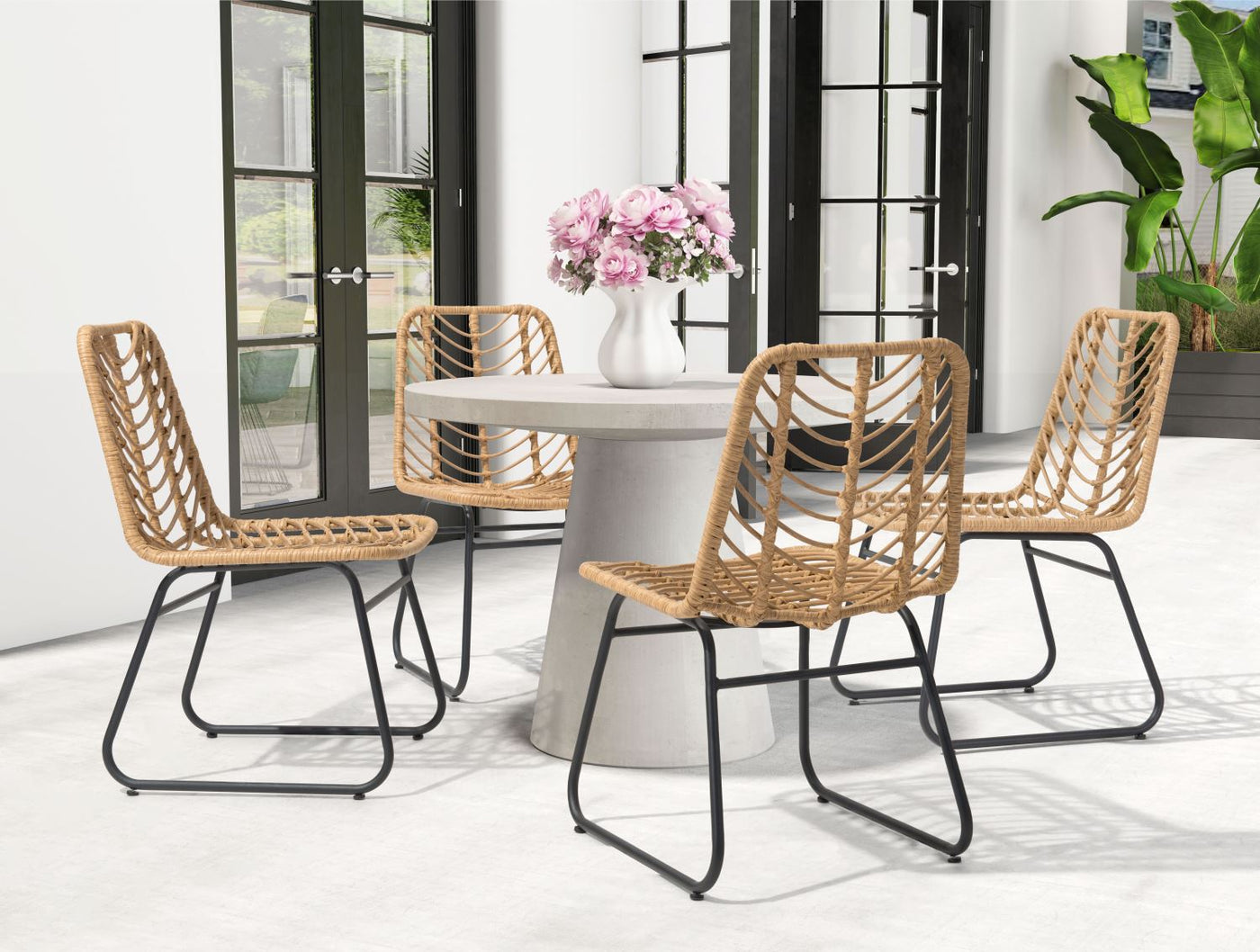 Joussard Outdoor Dining Chair - Set of 2 - Natural/Black