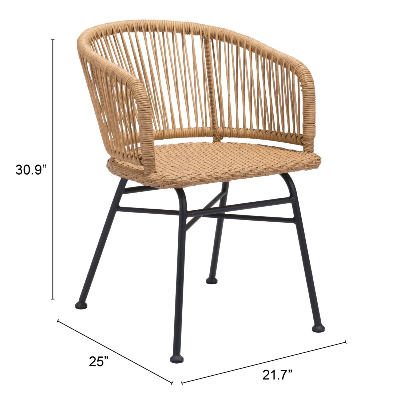 Wellwyn Outdoor Dining Arm Chair - Natural/Black - Set of 2