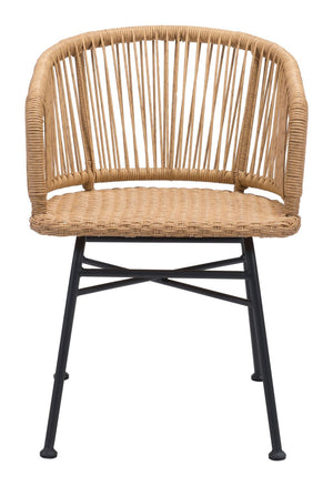 Wellwyn Outdoor Dining Arm Chair - Natural/Black - Set of 2